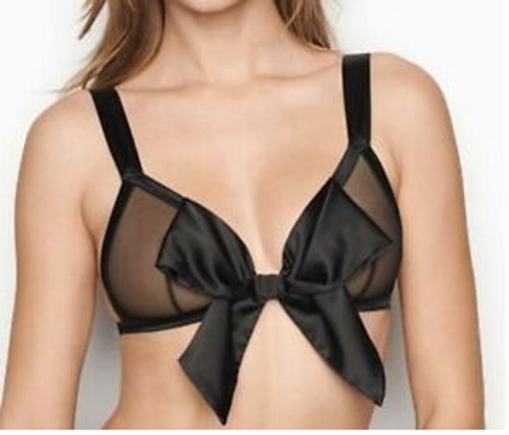 Victoria Secret Very Sexy Big Bow Mesh Bralette Womens Black